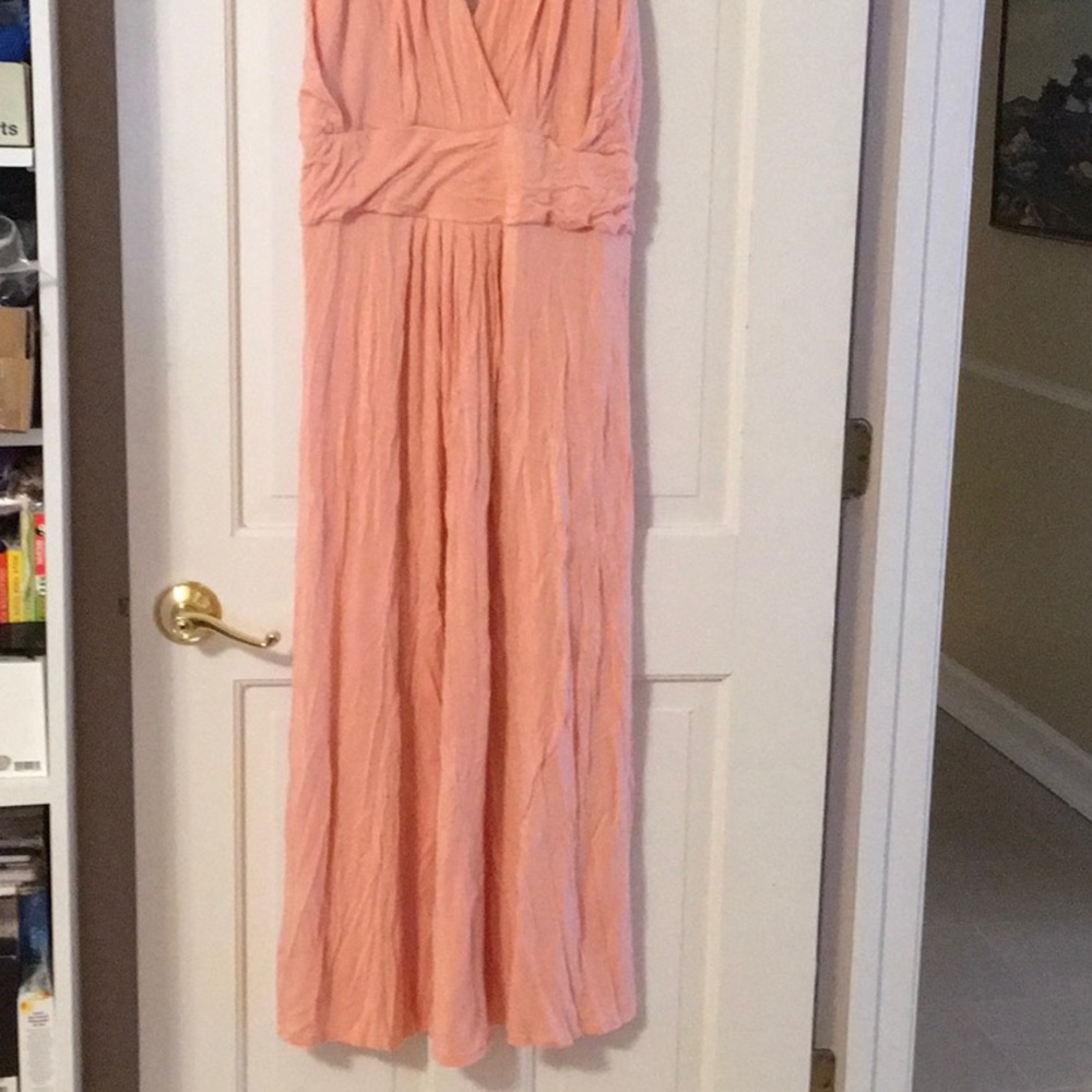 EUC,IMAN,1XP,Cotton,peach color,step in design,gathered waist,maxi dress - Picture 2 of 7